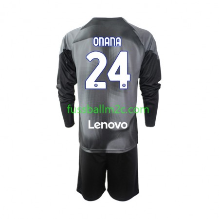 Fußballtrikots Inter Mailand Andre Onana 24 Torwart Kinder Heim Trikotsatz 2022-2023 Langarm Fußballtrikots Inter Mailand Andre Onana 24 Torwart Kinder Heim Trikotsatz 2022-2023 Langarm